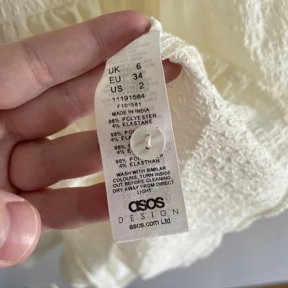 ASOS Women SZ US 2 Ivory Sleeveless Baby Doll Style Pocketed Shorts Romper - Picture 6 of 8